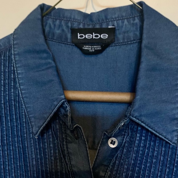 bebe Dresses & Skirts - New Bebe Denim Chambray Button-down Belted Shirt Dress - tried on only, NWOT